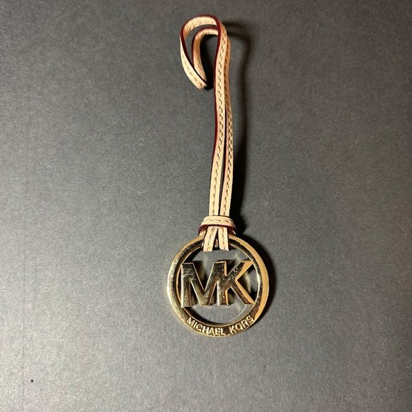 Michael Kors Gold Tone Metal Purse Charm with Leather Strap - Picture 2 of 3